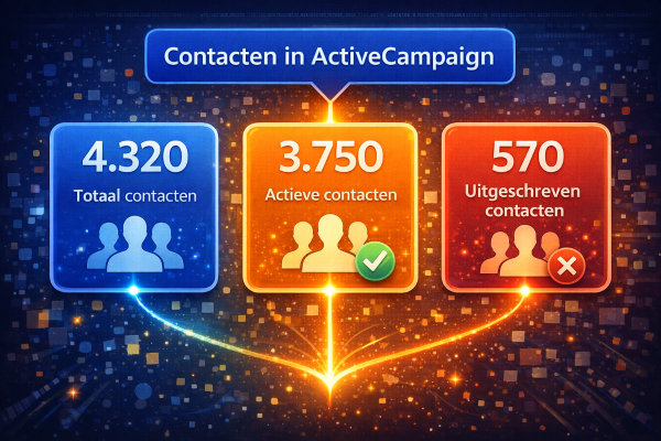 Totaal, actieve en uitgeschreven contacten in ActiveCampaign