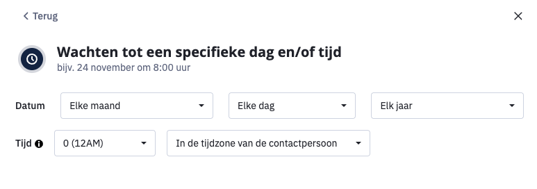 ActiveCampaign - wachten tot een specifieke dag of tijd