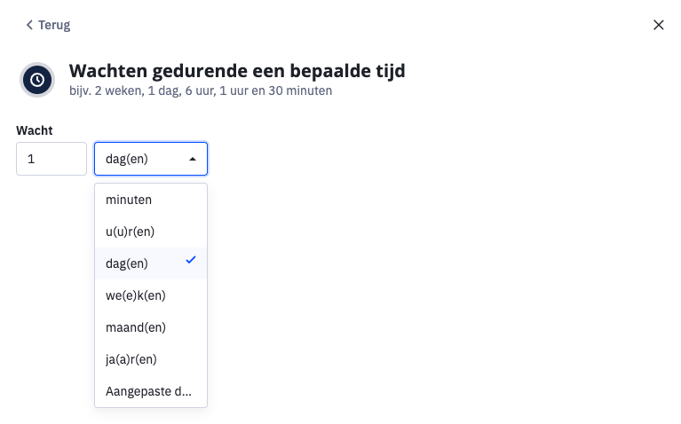 ActiveCampaign - wachtvoorwaarden tijd opties