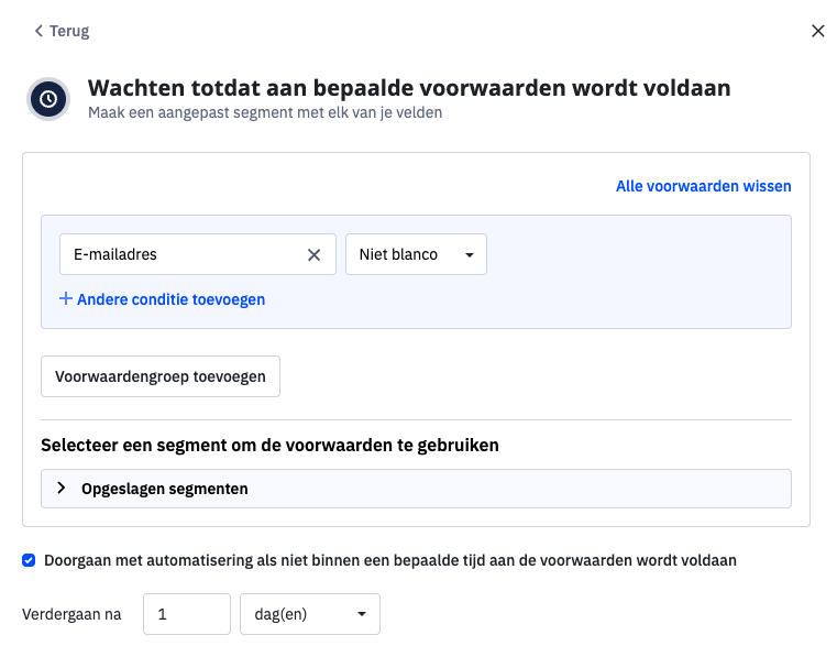 ActiveCampaign - Wachten totdat aan bepaalde voorwaarden wordt voldaan