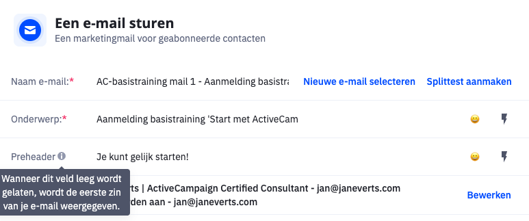 ActiveCampaign preheader tekst ActiveCampaign preheader tekst
